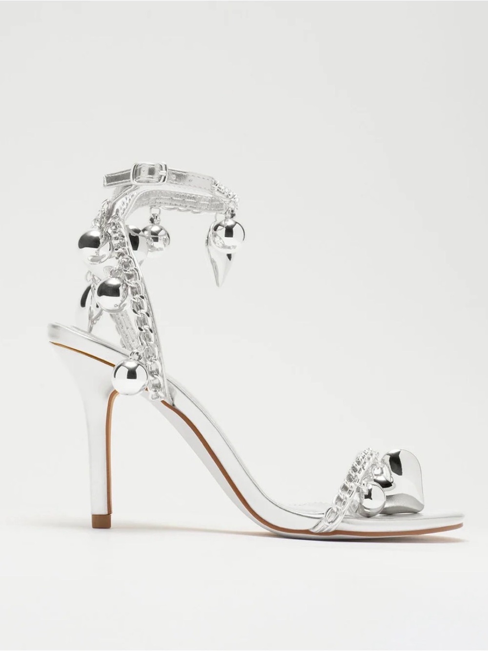 FASHION NOVA Borrowed Hearts Heeled Sandals - Silver size 8.5